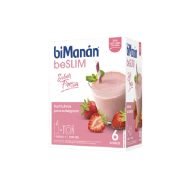 Bimanan batido de fresa 6 sobres, equivalente a 6 comidas.
