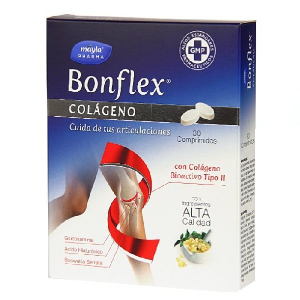 Bonflex complemento alimenticio en comprimidos para el cuidado de los huesos, tendones y articulaciones que padecen de dolor.