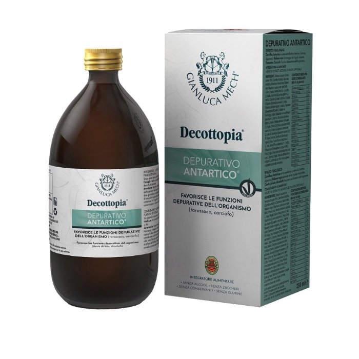 El Depurativo Antártico debe su nombre a un alga particular, Durvillea Antartica, originaria del sur de Chile en una zona cercana a las aguas prístinas de la Antártida. La Durvillea Antartica es la planta más rica en ácido algínico de la naturaleza, una sustancia que puede actuar sobre diversas toxinas de origen interno, como el colesterol, o de origen externo, como los metales pesados, eliminándolas en forma de alginatos. El ácido algínico actúa como una especie de esponja que absorbe estas sustancias nocivas y las expulsa del cuerpo. El Depurativo Antártico contiene muchas otras plantas con acción digestiva drenante y depurativa y puede utilizarse para iniciar diferentes caminos de bienestar: - para mejorar la digestión y combatir el meteorismo; - para ayudar al funcionamiento del hígado; - para mejorar la piel apagada; - para el metabolismo del colesterol y de los triglicéridos.