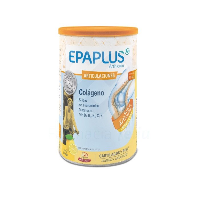 NUEVA Fórmula COLLAGEN ANTIOX Epaplus Colágeno Antiox Articulaciones con sabor limón es un complemento alimenticio que ayuda a la flexibilidad y movilidad articular por su contenido en colágeno hidrolizado, silicio (del extracto de bambú), ácido hialurónico, magnesio, vitamina C, vitamina E y vitaminas B1, B2 y B6.