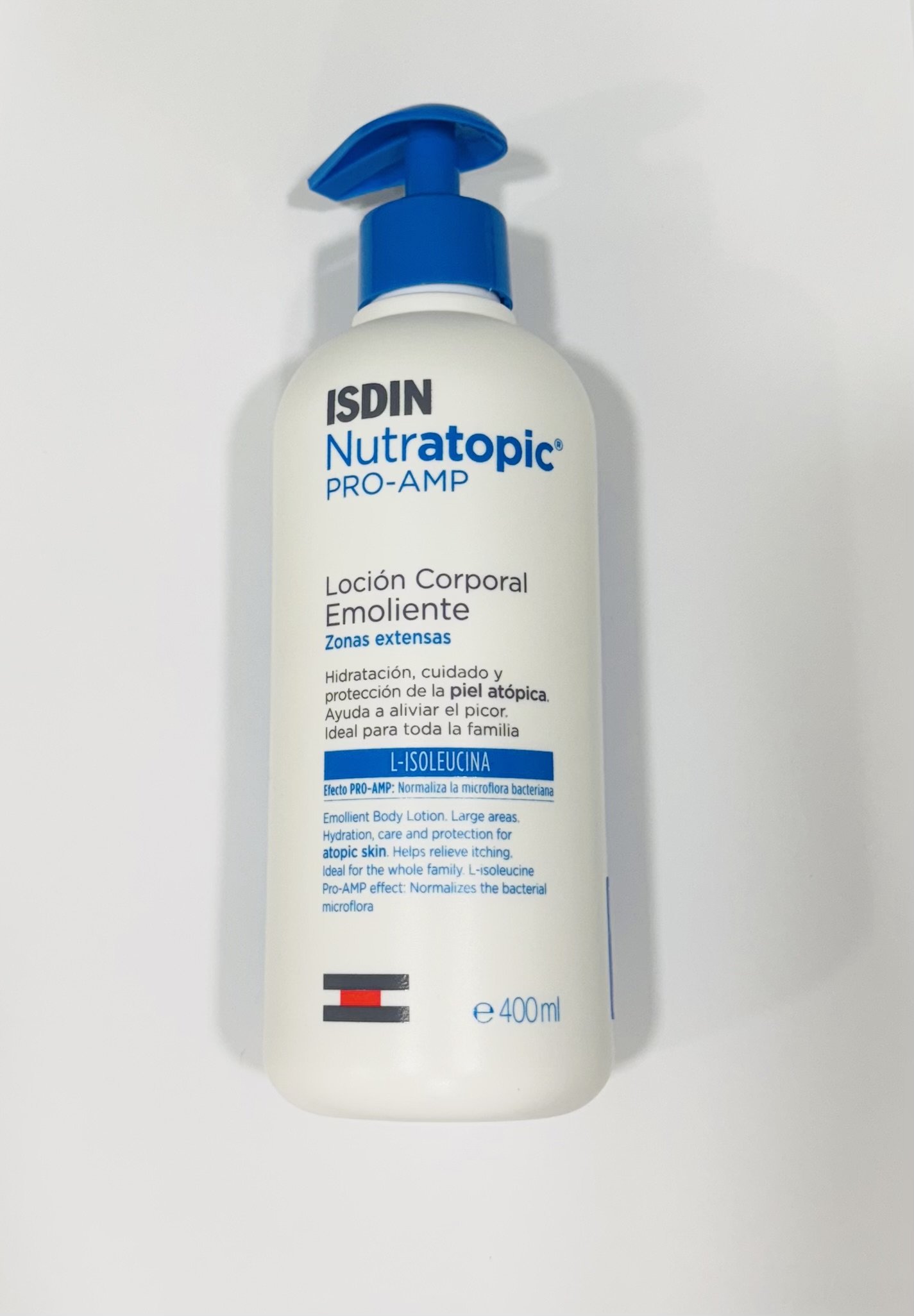 Nutratopic PRO-AMP Loción emoliente para la hidratación de las pieles atópicas.