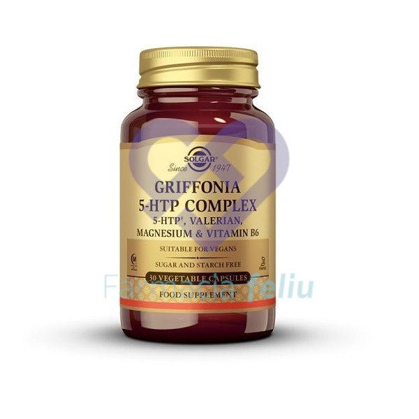 Combinación sinérgica de 5-HTP, magnesio, valeriana y vitamina B6. Ingredientes que intervienen en procesos relacionados con el estado de ánimo y el descanso.