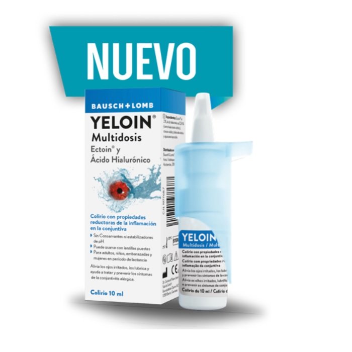 YELOIN® es un colirio con Ectoin ® al 2% y Ácido Hialurónico al 0,24%, que tiene propiedades reductoras de la inflamación en la conjuntiva y puede ser utilizado siempre que hay una conjuntiva inflamada por sequedad ocular, exposición a agentes irritantes, conjuntivitis, u otros factores externos como la radiación ultravioleta.