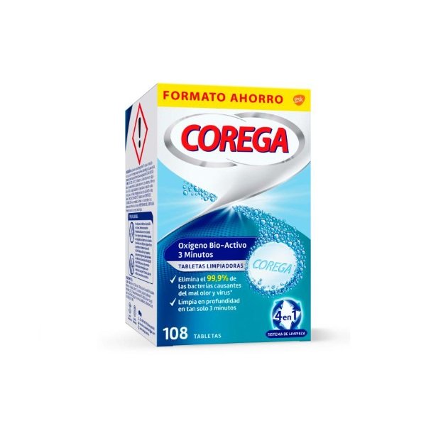 Caja Corega Oxigeno Bio Activo, 108 Tabletas.