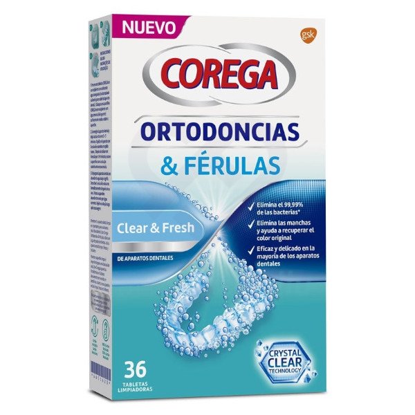 Corega Ortodoncias y Férulas, 36 Tabletas Limpiadoras