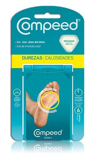 Los apósitos Compeed Durezas Medianas, con su tecnología hidRocoloide actúan como una segunda piel formando un gel protector