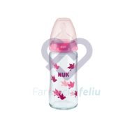 Biberón Nuk Vidrio 0-6 meses tetina silicona 240 ml rosa