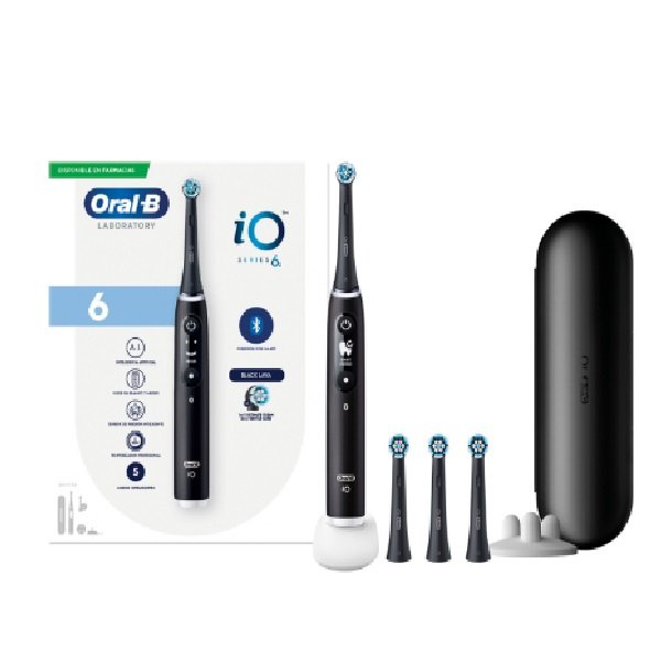 Oral-B iO 6 Cepillo Eléctrico de Braun con conexión bluetooth. Descarga la aplicación y déjate guiar por las indicaciones para mejorar su higiene bucodental en tiempo real.