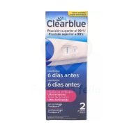 La prueba de embarazo anticipada de 6 días Clearblue es una prueba de embarazo altamente sensible que le permite detectar el embarazo hasta 6 días antes de su período esperado. El paquete viene con dos pruebas, lo que brinda la posibilidad de confirmar el resultado inicial o realizar una prueba adicional más adelante si es necesario.