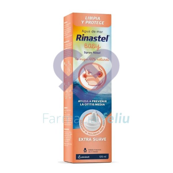 Rinastel Baby Nasal 125 ml con agua de mar que descongestiona lavando lasfosas nasales respetando la fragilidad del bebé