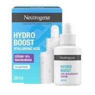 HYDRO BOOST ÁCIDO HIALURÓNICO SÉRUM 10% NIACINAMIDA Sin perfume Apto para todo tipo de piel Hidrata en 1 sólo uso y reduce visiblemente los poros para una piel suave y radiante Neutrogena® Hydro Boost Sérum 10% Niacinamida Este sérum multi-acción hidrata y exfolia para reducir la apariencia de los poros, dejando lapiel con un aspecto más saludable. Además, mejora visiblemente la textura apagada y rugosa de la piel para conseguir un rostro suave y radiante.