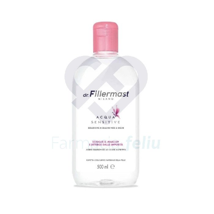 Dr Fillermast Milano Agua Sensitiva Solucion micelar 500 ml Agua micelar que contribuye a retirar impurezas y restos de maquillaje de la piel sensible de los ojos y labios