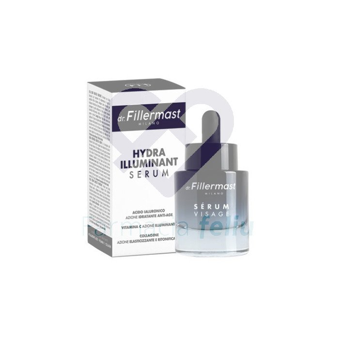 Dr Fillermast Milano Hydra Illuminant Serum 30 ml formulado con ácido hialurónico, para apoyar e implementar el estado de equilibrio de hidratación en la piel; vitamina C para proteger la piel de la acción de factores externos mostrando una piel radiante. Apto para todo tipo de piel.