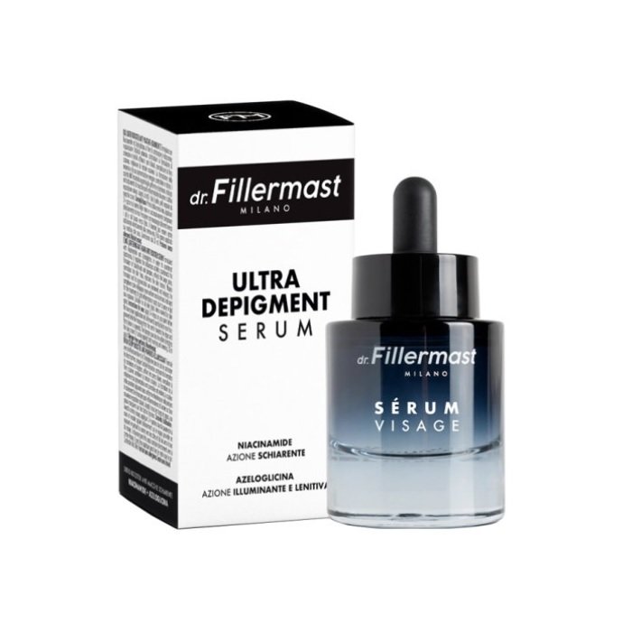 Dr Fillermast Milano Ultra Depigment Serum 30 ml Formulado con Niacinamida y Azeloglicina para contrastar la pigmentación de la piel, regula la producción de grasa en la piel y la formación de puntos negros