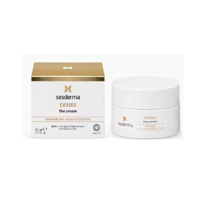 EXOSES "The Cream" es una potente crema que incluye un concentrado de exosomas combinado con diferentes activos que reducen los signos de la edad, las manchas y mejoran la función barrera de la piel.