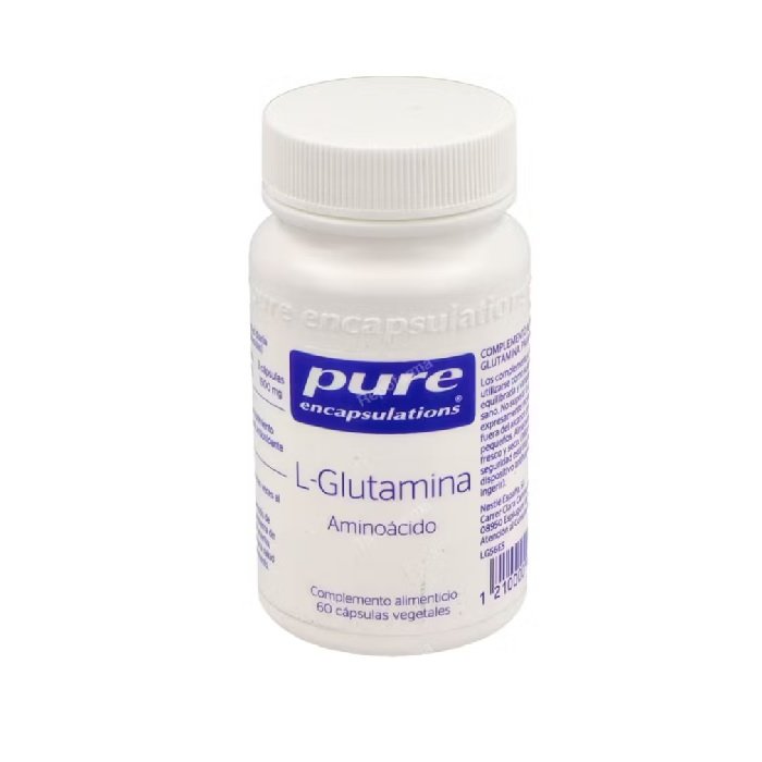 L-Glutamina AminoácidoPure encapsulations 60 Cápsulas Suplementos para energía y resistencia Recuperación muscular y salud intestinal