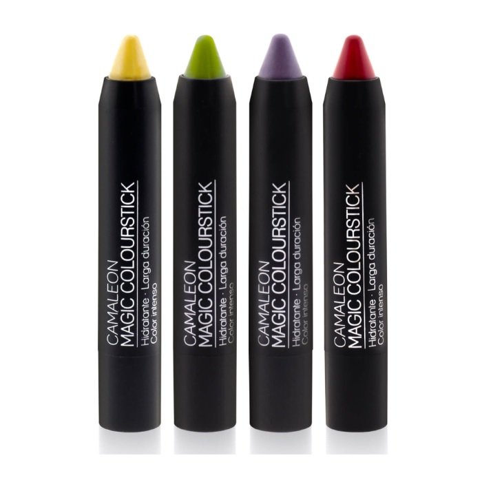 Barra de labios hidratante que duran 12 horas. Color intenso. Cuatro tonos que cambian con tu piel: amarillo, rojo, gris y verde.