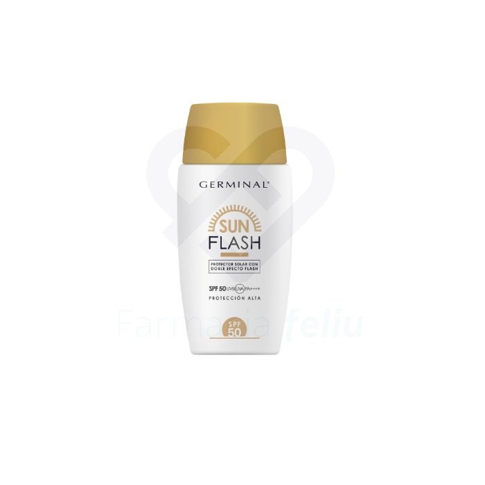 Protector solar SPF50 con Doble Efecto Flash GERMINAL® que hidrata, reafirma e ilumina. Aporta un efecto lifting inmediato y durante más de 12h.