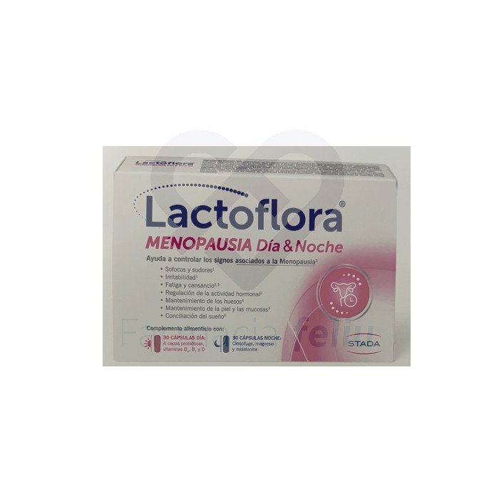 Lactoflora Menopausia Día y Noche es el tratamiento innovador contra los sintomas globales de la menipausia a través de probióticos intestinales