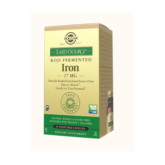 Durante más de 2000 años, los japoneses han utilizado el método de fermentación koji . Así elaboran vinagre, miso y salsa de soja. La fermentación es un proceso natural que conserva y enriquece los alimentos. "Koji" es el término japonés para "grano cultivado". Este proceso alimenticio comienza con el cultivo de koji en arroz cocido. A medida que el koji madura y fermenta, se enriquece con hierro. Luego, se cosecha y se procesa para obtener hierro de koji en polvo. Hierro de koji fermentado de Earth Source® Food: – Favorece la salud de la mujer, especialmente durante el embarazo, la menstruación y la pubertad* – Está clínicamente estudiado: suave para el estómago y fácil de absorber* – Contiene Ultimine™, una forma de hierro de liberación lenta con patente en trámite