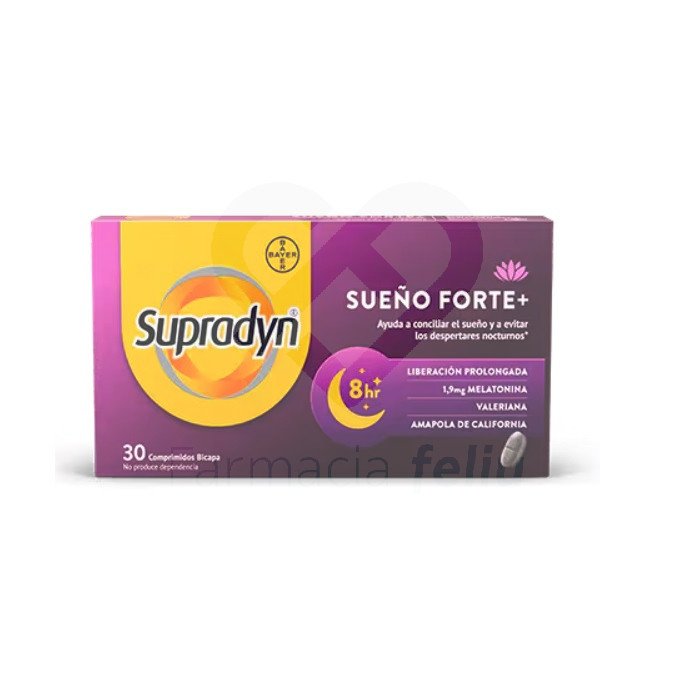Supradyn® Sueño Forte+ con melatonina y una combinación de extractos de origen natural de valeriana y amapola de California está especialmente diseñado para todas las personas mayores de 18 años que quieran mejorar la calidad de su sueño.