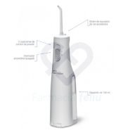 El Irrigador Waterpik® Inalámbrico Express WP-02 Blanco cuenta con un diseño ergonómico adaptado a un uso más ligero y es fácil de transportarlo. Incluye un sistema de control de presión doble, interruptor de apagado/encendido, mecanismo de liberación rápida para cambiar el cabezal y un depósito de agua de unos 30 segundos. Funciona a pilas y no necesita ser recargado. Asegura una higiene dental completa en cualquier momento y lugar.