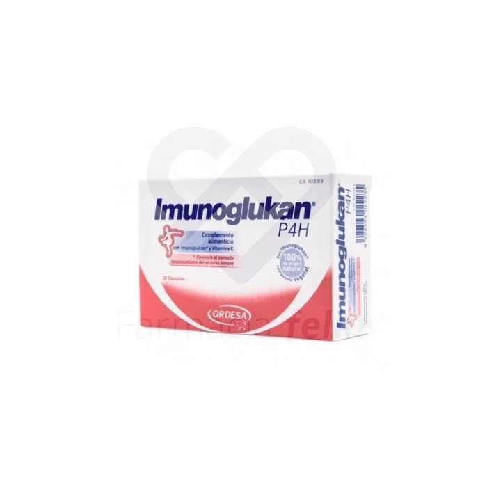 Imunoglukan P4H 30 Cápsulas. Ayuda al funcionamiento normal del sistema inmunitario. Puede utilizarse para prevenir nuevas enfermedades durante períodos de mayor incidencia de enfermedades, en el caso de infecciones frecuentes por el virus de la gripe, durante períodos de transición o en caso de debilidad corporal.