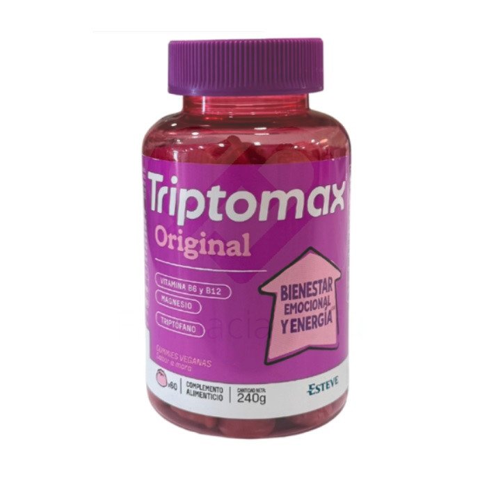 Triptomax, complemento alimenticio y vitaminas con triptófano, magnesio y hierro que ayuda a combatir la ansiedad, el cansancio y fatiga.