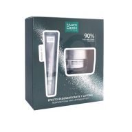 El factor de crecimiento epidérmico incrementa el crecimiento y la diferenciación celular en la epidermis: aumenta la síntesis proteica y de glicosaminoglicanos. Restaura la vitalidad cutánea incrementando el grosor de la epidermis, recuperando la consistencia elástica de la piel y regulando su remodelación. El complejo hidratante de larga duración aumenta la capacidad natural de retención de agua consiguiendo una hidratación profunda, constante y visible durante las 24 h. del día. El complejo reparador celular bloquea el envejecimiento biológico prematuro de la piel inducido por las radiaciones UV y potencia la reparación del ADN de las células madre epidérmicas y de los queratinocitos. El aceite de Jojoba y el aceite de Argán son aceites puros, ricos en ácidos grasos esenciales, que proporcionan emoliencia y suavidad a las pieles secas y muy secas. Los filtros solares protegen la piel de las radiaciones UVA y UVB ejerciendo un efecto pantalla con absoluta inocuidad y excelente tolerancia cutánea.