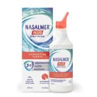 Nasalmer Plus es una solución hipertónica de agua de mar purificada, rica en minerales y oligoelementos naturales, combinada con extracto de aloe vera para limpiar y descongestionar la nariz de forma natural. Su acción osmótica ayuda a eliminar el exceso de mucosidad y reducir la hinchazón de la mucosa nasal, facilitando una respiración más cómoda y libre.