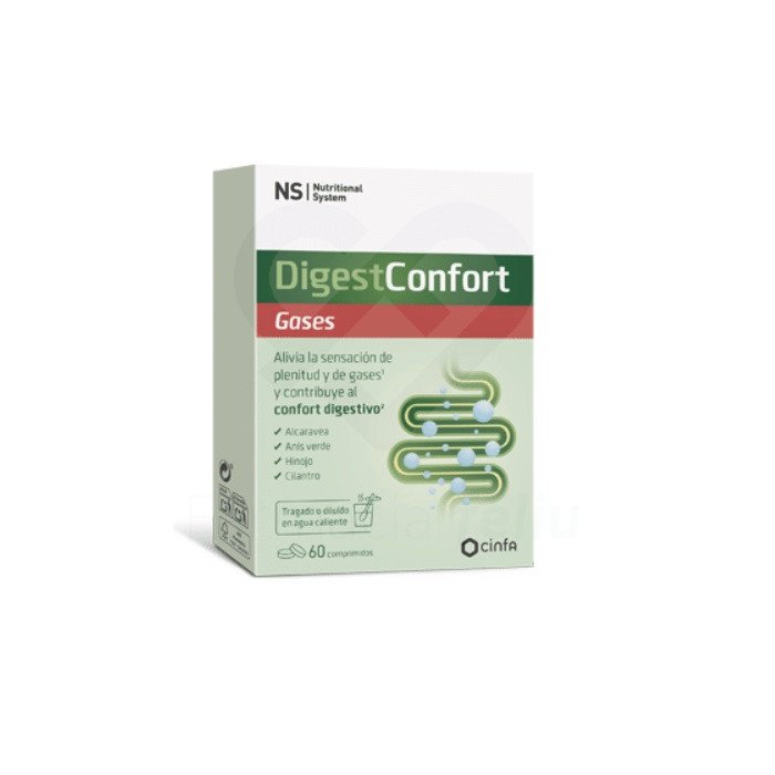 Ns Nutritional System, ha desarrollado Ns Digesconfort Gases para ayudarte a eliminar los gases de forma natural. Ns Digesconfort gases esta formulado con aceites esenciales, los activos más eficaces en problemas digestivos, los cuales le proporcionan una doble acción: antiflatulento y antiespasmódico. Además es el único producto del mercado que presenta doble opción de toma, puede tomarlo en comprimidos o en infusión.