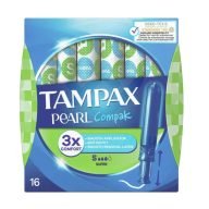 Tampax Compak Pearl tampón 100% algodón. Aplicador compacto plegable para máxima discreción. Protección fiable anti-fugas y suave con tu piel. ¡Libertad y seguridad para tu día a día!