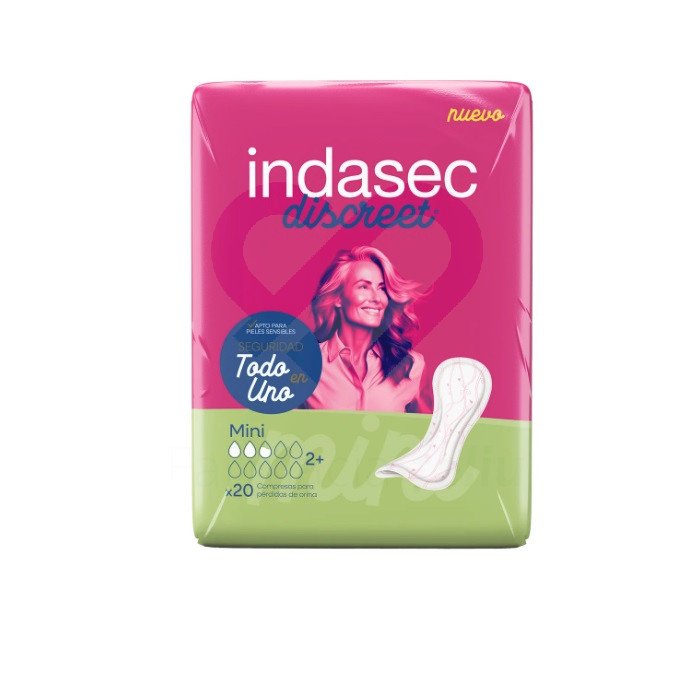 Compresa para pérdidas de orina leves a moderadas. Indasec® Mini es la compresa que te garantiza la mayor seguridad y comodidad para mujeres que tienen pérdidas