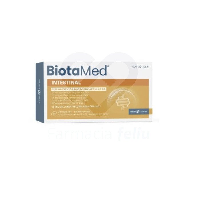 BIOTAMED FORTEBIOTIC+ 30 cápsulas. Probiótico específico para reducir hinchazón y flatulencias. 6 cepas seleccionadas, 30 mil millones UFC.