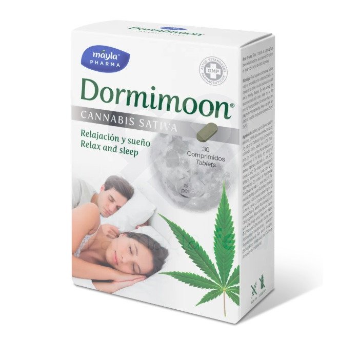 Dormimoon 30 comp.: Fórmula con GABA, Melatonina, 6 plantas (Valeriana, Ashwagandha...) y cáñamo. Induce relajación profunda y sueño reparador. ¡Solución neuro-botánica completa!