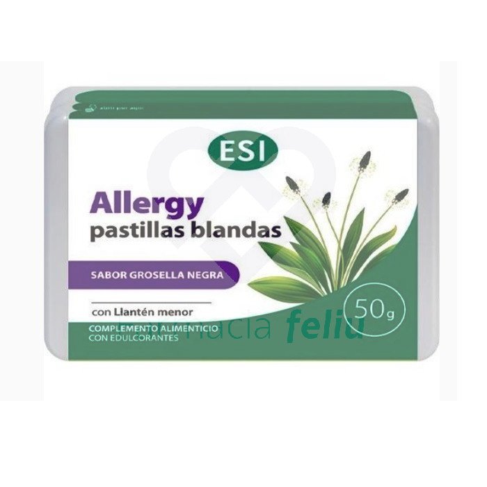 Pastillas blandas suizas a base de extracto seco de hoja de Llantén menor y zumo concentrado de Grosellero negro con propiedades antialérgicas. Formuladas para aliviar de forma natural los síntomas leves de la alergia respiratoria como picor nasal, congestión, irritación de garganta o tos seca. El Llantén menor actúa protegiendo las mucosas, reduciendo el contacto con alérgenos ambientales, y junto con el zumo de la grosella negra, ayuda a modular la respuesta inflamatoria e inmunitaria inducida por alérgenos. Su agradable formato en pastillas blandas sin azúcar, ofrece una alternativa natural para el control y prevención de los síntomas alérgicos leves, especialmente en épocas de polinización o en personas más expuestas a alérgenos ambientales, resulta útil también como coadyuvante al tratamiento farmacológico.