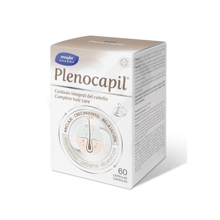 Plenocapil® se basa en ingredientes de origen natural como la Serenoa repens, que ayuda a mantener el propio cabello, el aceite de Cártamo que contribuye al lustre y brillo del cabello y el aceite de Calabaza; además, el extracto de Mirtilo activa la circulación del cuero cabelludo y el extracto de Ashwagandha ayuda a favorecer la relajación y el bienestar mental.