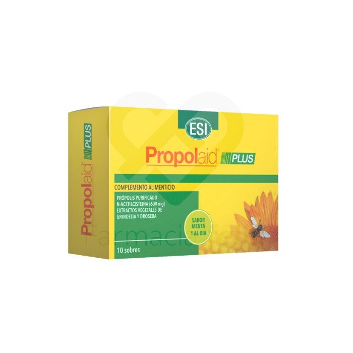 Es un complemento alimenticio a base de N-Acetilcisteína, extractos secos de Propóleo, Grindelia, Drosera, con Miel y aceites esenciales de Menta y Eucalipto, capaz de estimular la eliminación del exceso de mucosidad gracias al efecto expectorante. Propolaid Flu es el producto ideal para la congestión de las vías respiratorias superiores.