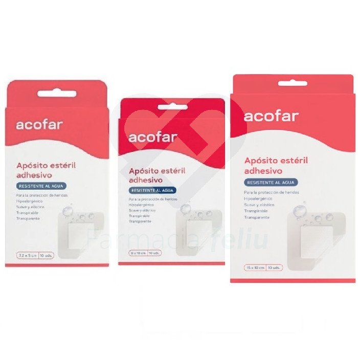 Apósito estéril adhesivo resistente al agua para la protección de heridas. Con un tacto suave y elástico y un acabado transparente, son hipoalergénicos, transpirables y absorbentes.